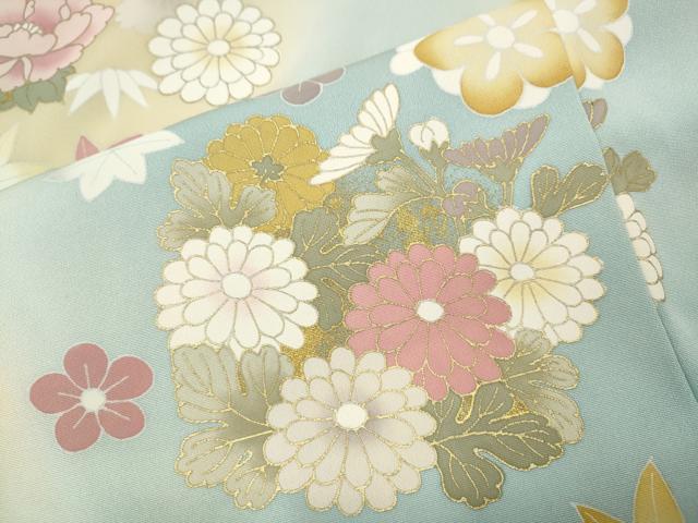 平和屋着物●訪問着　草花丸文　暈し染め　金彩　正絹　逸品　CABJ6689ut