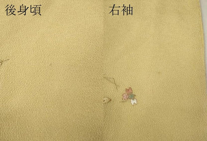 平和屋着物●訪問着　総刺繍　駒刺繍　こぼれ松葉枝花文　鬼しぼ縮緬　正絹　逸品　CABJ6690ut