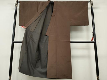 平和屋着物●男性　江戸小紋　万筋　煎茶色×憲法色　正絹　逸品　CABJ6696ut