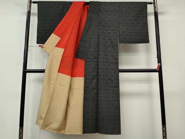平和屋着物●本場大島紬　龍郷絣　秋名バラ　正絹　逸品　CABJ6698ut