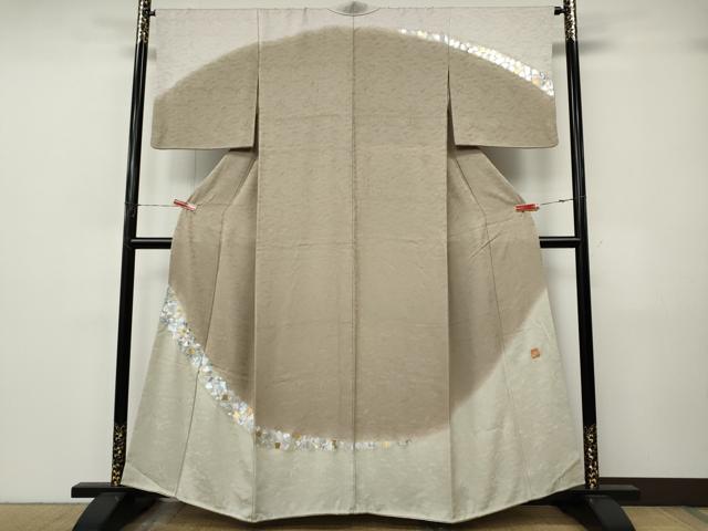 平和屋着物●金彩友禅作家　金彩の魔術師　堀省平　金煌織　訪問着　箔散らし　桐竹鳳凰地紋　暈し染め　金銀彩　正絹　逸品　CABJ6699ut