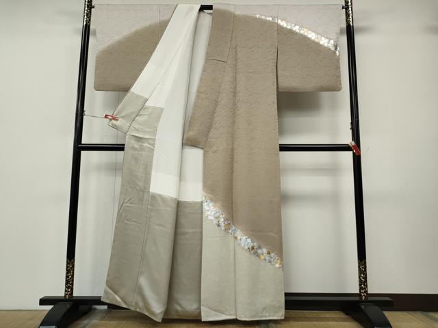 平和屋着物●金彩友禅作家　金彩の魔術師　堀省平　金煌織　訪問着　箔散らし　桐竹鳳凰地紋　暈し染め　金銀彩　正絹　逸品　CABJ6699ut
