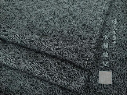 平和屋着物●伝統工芸士　廣瀬雄望　江戸小紋　菱花文　黒地　正絹　逸品　未使用　CABJ6700ut
