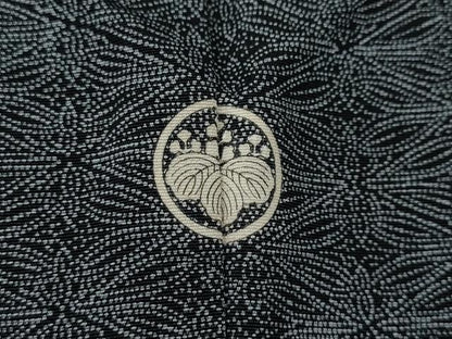 平和屋着物●伝統工芸士　廣瀬雄望　江戸小紋　菱花文　黒地　正絹　逸品　未使用　CABJ6700ut