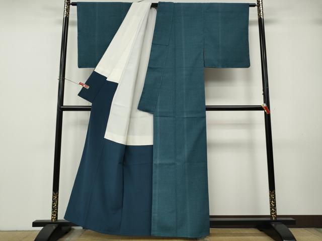 平和屋着物●本塩沢　110亀甲　間道　正絹　逸品　CABJ6701ut