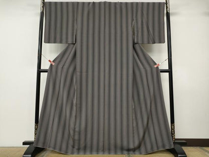 平和屋着物●上質な小紋　縞　正絹　逸品　CABJ6703ut