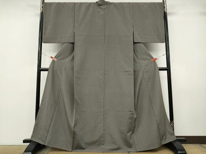 平和屋着物●上質なお召　縞　正絹　逸品　CABJ6705ut