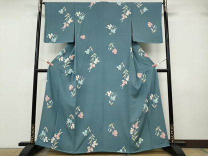 平和屋着物●上質な小紋　草花文　金彩　正絹　逸品　CABJ6708ut