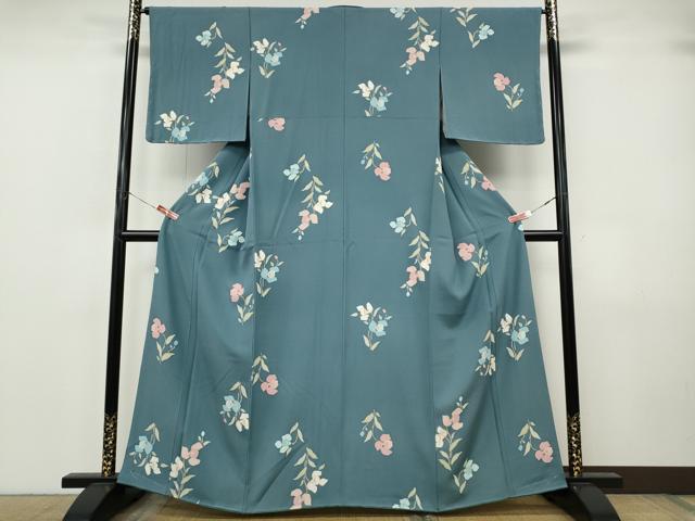 平和屋着物●上質な小紋　草花文　金彩　正絹　逸品　CABJ6708ut