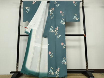 平和屋着物●上質な小紋　草花文　金彩　正絹　逸品　CABJ6708ut