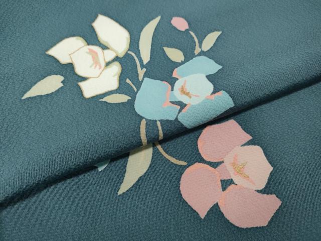 平和屋着物●上質な小紋　草花文　金彩　正絹　逸品　CABJ6708ut