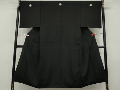平和屋着物●男性　黒紋付　正絹　逸品　CABJ6711ut