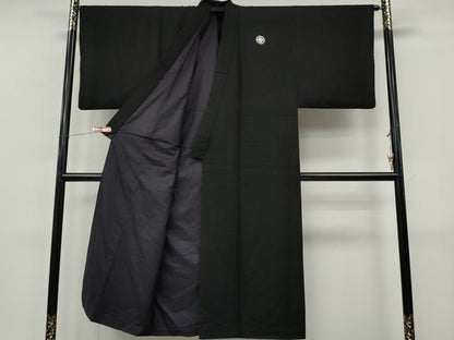 平和屋着物●男性　黒紋付　正絹　逸品　CABJ6711ut