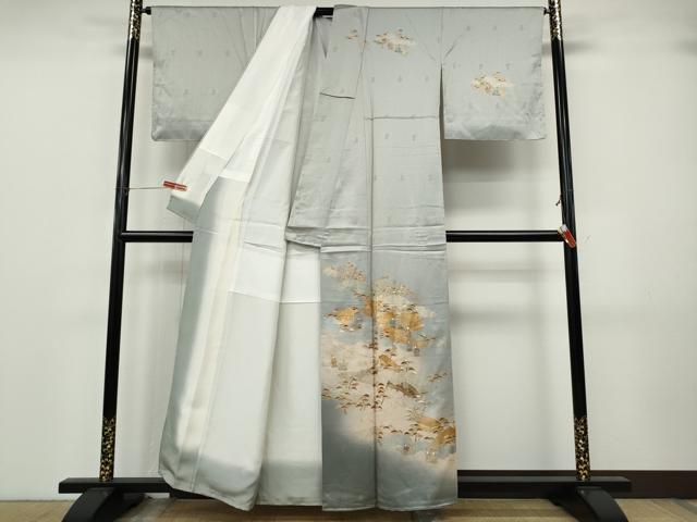 平和屋着物●訪問着　風景人物草花文　暈し染め　金銀彩　正絹　逸品　CABJ6714ut