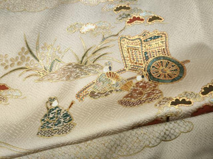 平和屋着物●訪問着　風景人物草花文　暈し染め　金銀彩　正絹　逸品　CABJ6714ut