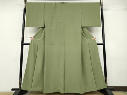 平和屋着物●上質な色無地　柳茶色　正絹　逸品　CABJ6720ut