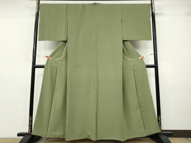 平和屋着物●上質な色無地　柳茶色　正絹　逸品　CABJ6720ut