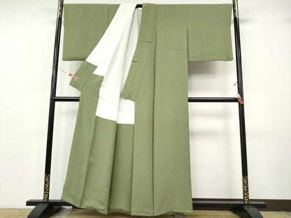 平和屋着物●上質な色無地　柳茶色　正絹　逸品　CABJ6720ut
