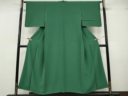 平和屋着物●上質な色無地　木賊色　正絹　逸品　未使用　CABJ6721ut