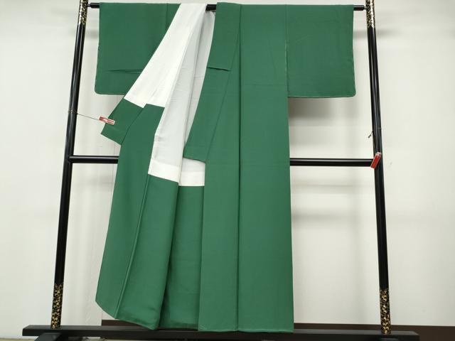 平和屋着物●上質な色無地　木賊色　正絹　逸品　未使用　CABJ6721ut