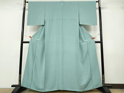 平和屋着物●上質な色無地　千草色　正絹　逸品　CABJ6722ut