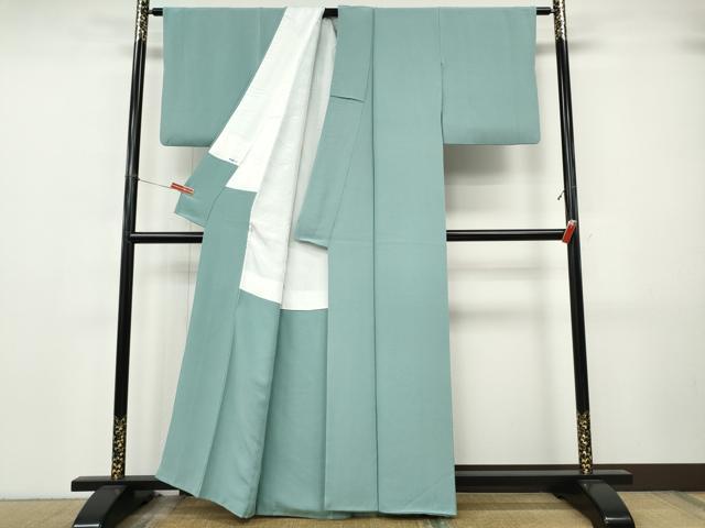 平和屋着物●上質な色無地　千草色　正絹　逸品　CABJ6722ut