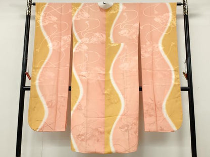 平和屋着物●振袖用長襦袢　袷　雲取り風景花地紋　暈し染め　正絹　逸品　CABJ6729ut