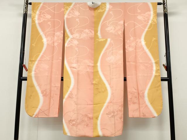 平和屋着物●振袖用長襦袢　袷　雲取り風景花地紋　暈し染め　正絹　逸品　CABJ6729ut
