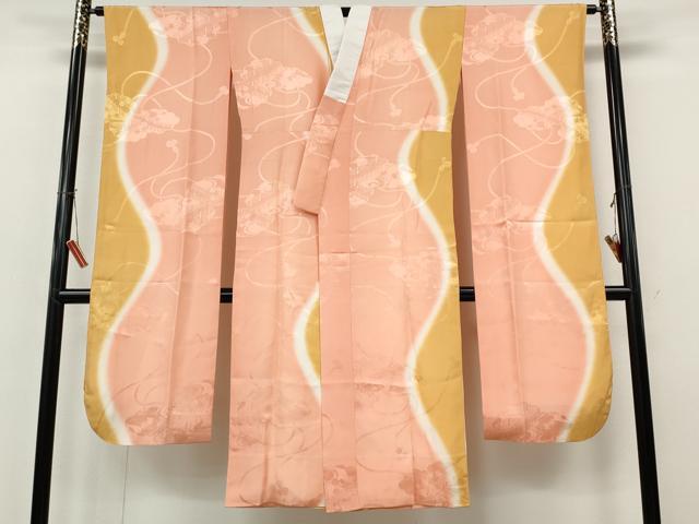 平和屋着物●振袖用長襦袢　袷　雲取り風景花地紋　暈し染め　正絹　逸品　CABJ6729ut