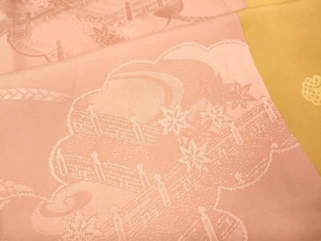 平和屋着物●振袖用長襦袢　袷　雲取り風景花地紋　暈し染め　正絹　逸品　CABJ6729ut