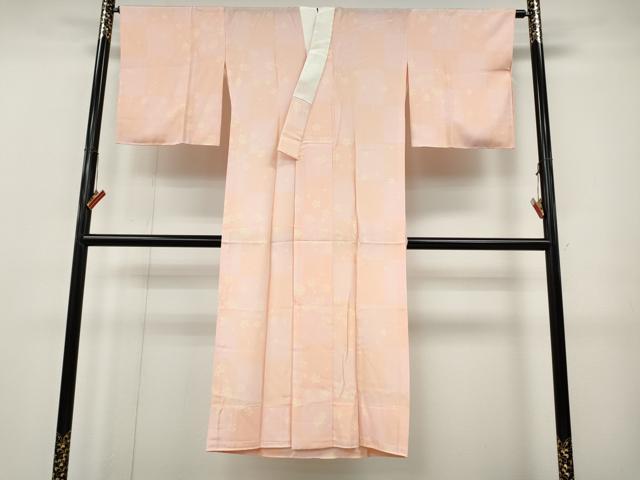 平和屋着物●長襦袢　無双仕立て　市松舞花文　正絹　逸品　CABJ6730ut