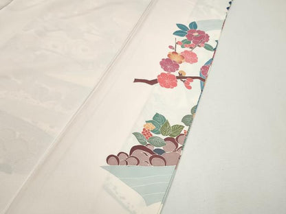 平和屋着物●訪問着　友禅　作家物　流水草花文　正絹　逸品　CABJ6735ut