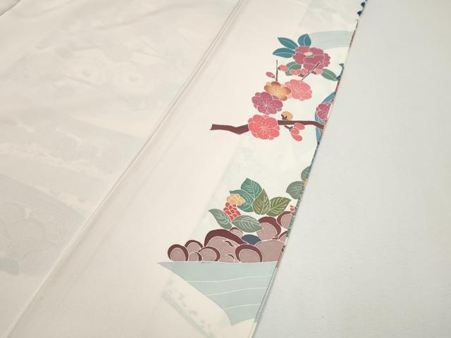 平和屋着物●訪問着　友禅　作家物　流水草花文　正絹　逸品　CABJ6735ut