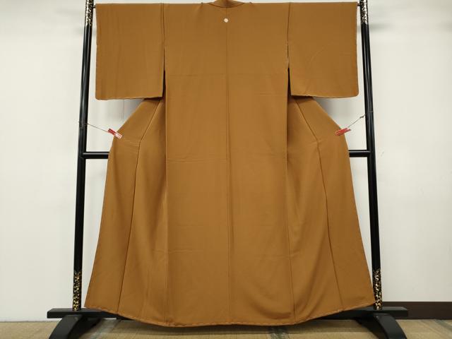 平和屋着物●上質な色無地　琥珀色　正絹　逸品　未使用　CABJ6736ut