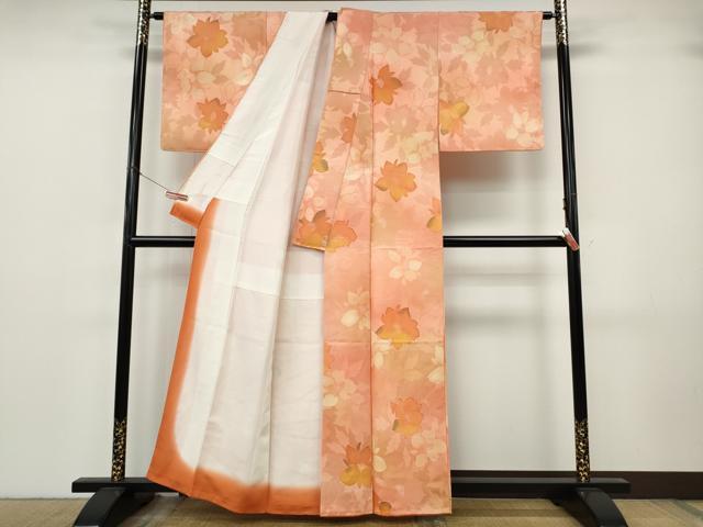 平和屋着物●上質な小紋　地紋起こし　舞花文　暈し染め　正絹　逸品　CABJ6739ut