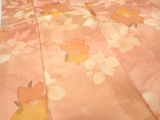 平和屋着物●上質な小紋　地紋起こし　舞花文　暈し染め　正絹　逸品　CABJ6739ut