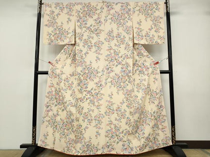 平和屋着物●上質な小紋　枝花文　正絹　逸品　CABJ6741ut