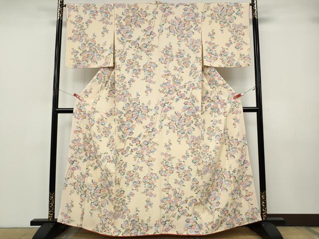 平和屋着物●上質な小紋　枝花文　正絹　逸品　CABJ6741ut