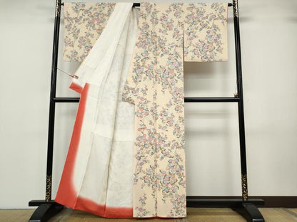 平和屋着物●上質な小紋　枝花文　正絹　逸品　CABJ6741ut