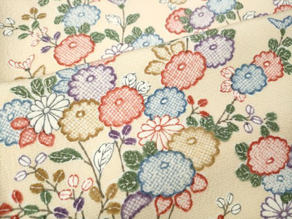 平和屋着物●上質な小紋　枝花文　正絹　逸品　CABJ6741ut