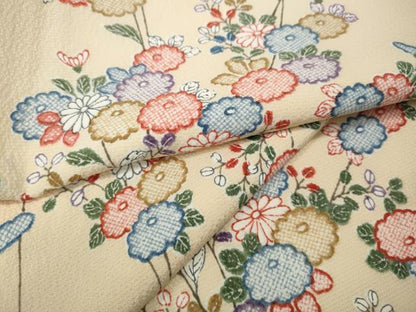 平和屋着物●上質な小紋　枝花文　正絹　逸品　CABJ6741ut