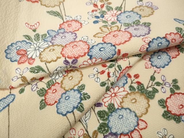 平和屋着物●上質な小紋　枝花文　正絹　逸品　CABJ6741ut