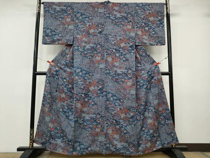 平和屋着物●上質な小紋　絞り　雲重ね鴛鴦花文　正絹　逸品　CABJ6742ut