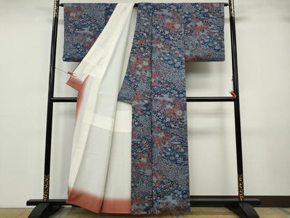 平和屋着物●上質な小紋　絞り　雲重ね鴛鴦花文　正絹　逸品　CABJ6742ut