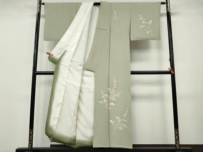 平和屋着物●本加賀友禅作家　沢飯芳雄　訪問着　枝花文　正絹　逸品　CABJ6743ut