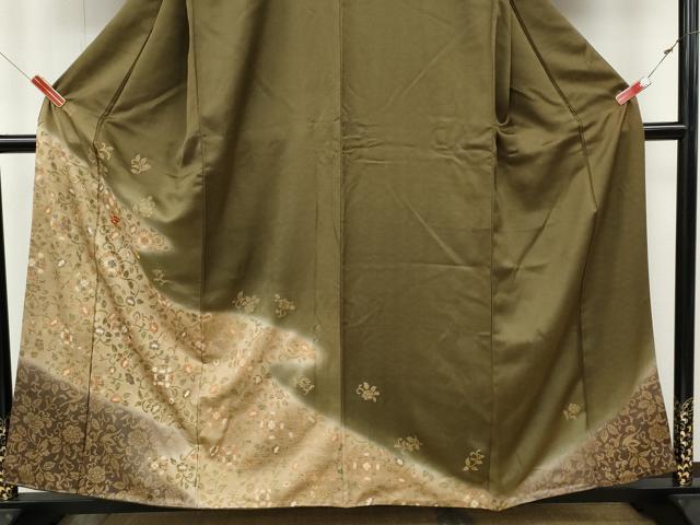 平和屋着物●訪問着　駒刺繍　エ霞花唐草文　暈し染め　金彩　正絹　逸品　CABJ6744ut