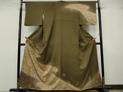 平和屋着物●訪問着　駒刺繍　エ霞花唐草文　暈し染め　金彩　正絹　逸品　CABJ6744ut