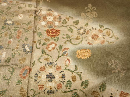 平和屋着物●訪問着　駒刺繍　エ霞花唐草文　暈し染め　金彩　正絹　逸品　CABJ6744ut