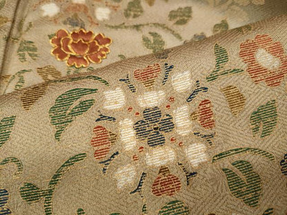 平和屋着物●訪問着　駒刺繍　エ霞花唐草文　暈し染め　金彩　正絹　逸品　CABJ6744ut