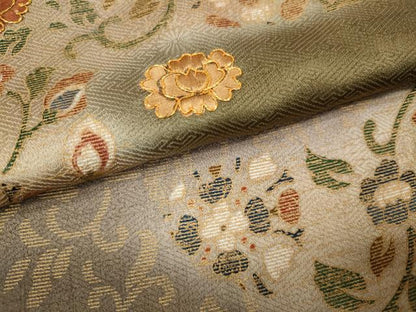 平和屋着物●訪問着　駒刺繍　エ霞花唐草文　暈し染め　金彩　正絹　逸品　CABJ6744ut